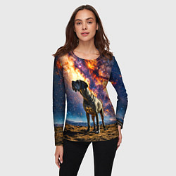 Лонгслив женский Немецкий дог и космическое небо, цвет: 3D-принт — фото 2