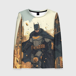 Лонгслив женский Бэтмен и разрушенный город, цвет: 3D-принт