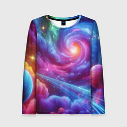 Лонгслив женский Neon space fantasy, цвет: 3D-принт