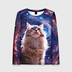 Женский лонгслив Невская маскарадная кошка в космосе