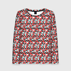 Женский лонгслив Киберпанк шестиугольники красные