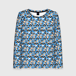 Женский лонгслив Киберпанк шестиугольники синие