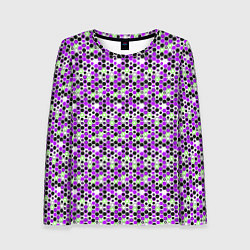 Женский лонгслив Киберпанк шестиугольники фиолетовые