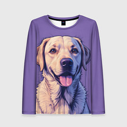 Лонгслив женский Лабрадор на фиолетовом фоне, цвет: 3D-принт