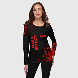 Лонгслив женский Mass Effect - red gradient вертикально, цвет: 3D-принт — фото 2