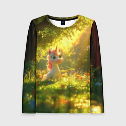 Лонгслив женский Единорог в летнем лесу, цвет: 3D-принт
