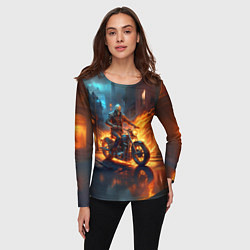 Лонгслив женский Скелет байкер, цвет: 3D-принт — фото 2