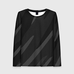 Женский лонгслив Чёрно-серый абстрактный полосы