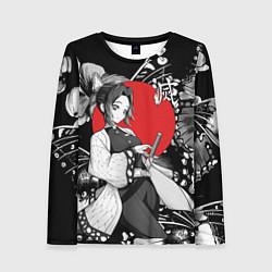 Лонгслив женский Шинобу Кочо бабочка - убийца демонов, цвет: 3D-принт