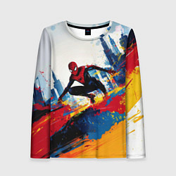 Лонгслив женский Человек - паук и пролитая краска, цвет: 3D-принт