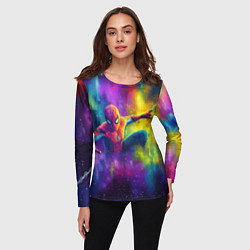 Лонгслив женский Человек - паук радужные краски, цвет: 3D-принт — фото 2