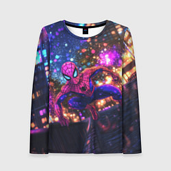 Лонгслив женский Человек-паук и фиолетовый свет, цвет: 3D-принт