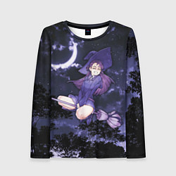 Лонгслив женский Веселая ведьма летит на шабаш, цвет: 3D-принт