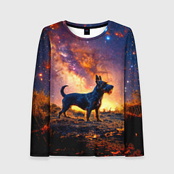 Лонгслив женский Скотч-терьер в космосе, цвет: 3D-принт