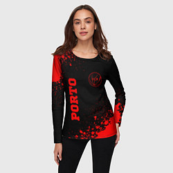 Лонгслив женский Porto - red gradient вертикально, цвет: 3D-принт — фото 2