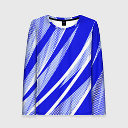 Женский лонгслив Абстрактный синий полосатый