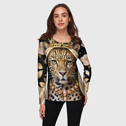 Лонгслив женский Леопард с короной, цвет: 3D-принт — фото 2