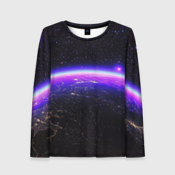Женский лонгслив Планета и неоновое свечение
