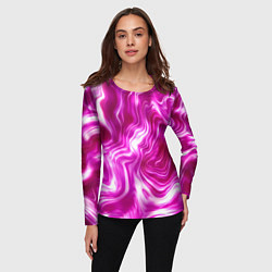 Лонгслив женский Завихрения - оттенки розового и белого, цвет: 3D-принт — фото 2