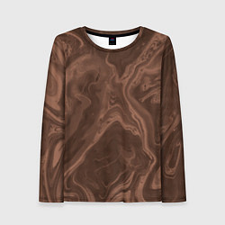 Женский лонгслив Коричневый абстракция в точку