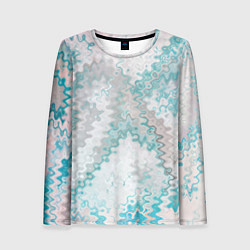Лонгслив женский Серо-бирюзовый абстрактный, цвет: 3D-принт
