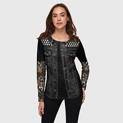 Лонгслив женский Джинсовка Ария с татуировками викингов, цвет: 3D-принт — фото 2