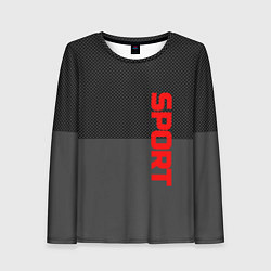 Женский лонгслив Sport красными на сером