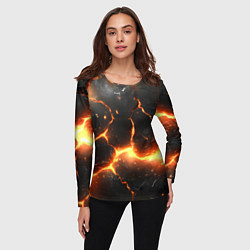 Лонгслив женский Лава и разлом плит, цвет: 3D-принт — фото 2