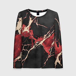 Женский лонгслив Красно-черная потертая текстура