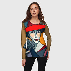 Лонгслив женский Дама с веером, цвет: 3D-принт — фото 2