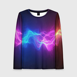 Женский лонгслив Звуковая волна неоновый узор