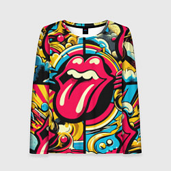 Лонгслив женский Rolling Stones logo - pop art pattern, цвет: 3D-принт