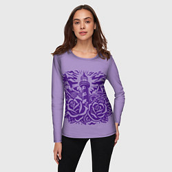 Лонгслив женский Маяк с розами и корабли, цвет: 3D-принт — фото 2