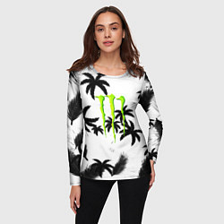 Лонгслив женский Monster energy пальмы, цвет: 3D-принт — фото 2
