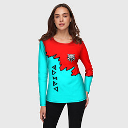 Лонгслив женский Ведьмак краски логотип, цвет: 3D-принт — фото 2
