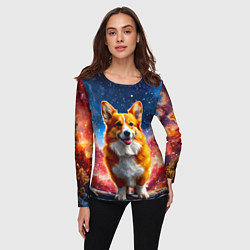 Лонгслив женский Корги и космическое небо, цвет: 3D-принт — фото 2