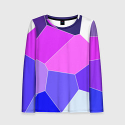 Женский лонгслив Сине-розовый крупные фрагменты