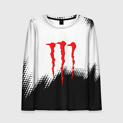 Лонгслив женский Monster energy чёрно белые краски, цвет: 3D-принт