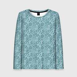 Лонгслив женский Бирюзовый деревенский узор ретро, цвет: 3D-принт