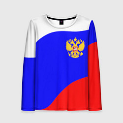 Лонгслив женский Россия волна и герб, цвет: 3D-принт