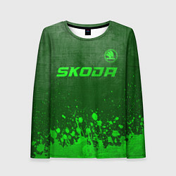 Лонгслив женский Skoda - green gradient посередине, цвет: 3D-принт