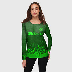 Лонгслив женский Skoda - green gradient посередине, цвет: 3D-принт — фото 2