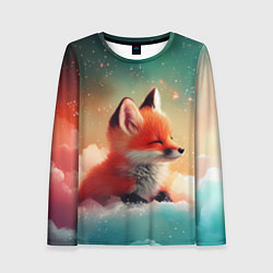 Лонгслив женский Милый лисенок спит на облаке, цвет: 3D-принт