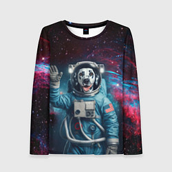Лонгслив женский Далматинец бравый космонавт - нейроарт, цвет: 3D-принт