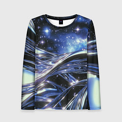 Женский лонгслив Закрученные линии и звезды - космическая абстракци
