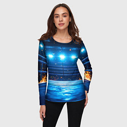 Лонгслив женский Синий ринг в огне, цвет: 3D-принт — фото 2