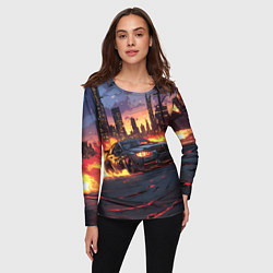 Лонгслив женский BMW огненная дорога, цвет: 3D-принт — фото 2