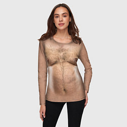 Лонгслив женский Волосатое тело толстяка, цвет: 3D-принт — фото 2