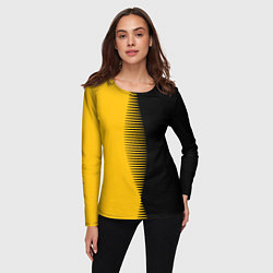 Лонгслив женский Чёрно-жёлтый пополам с переходом, цвет: 3D-принт — фото 2