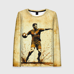 Лонгслив женский Гандболист на бежевом, цвет: 3D-принт